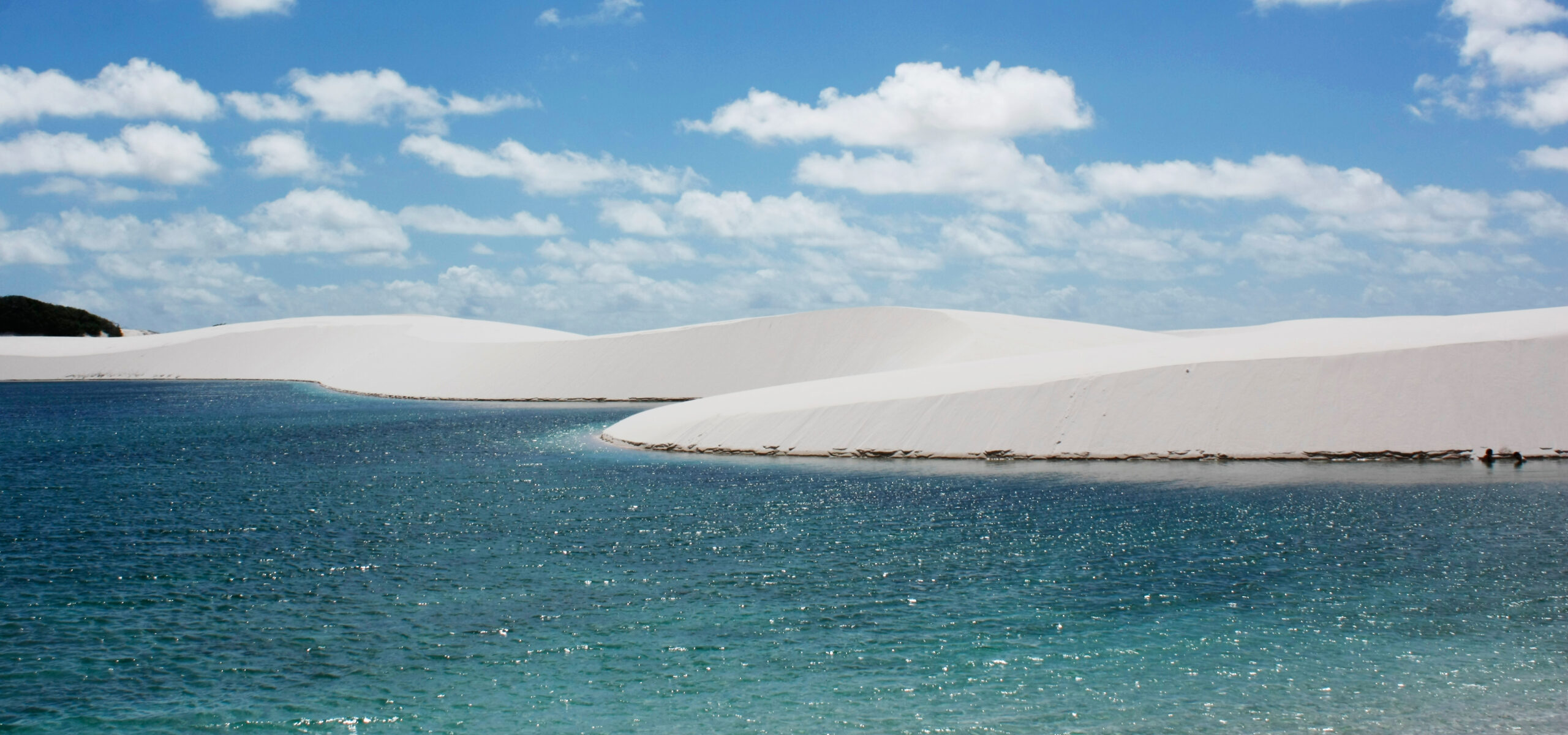 Blue lagoons in Lençóis Maranhenses, Maranhão, Brazil.